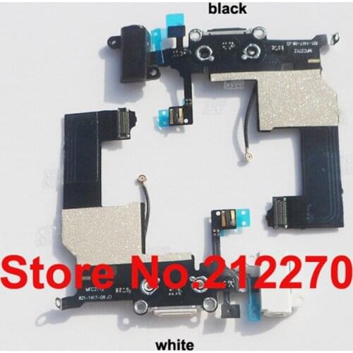 50pcs/lot New Charger Charging Dock Port Connector Flex Cable Replacement For iPhone 5 Black/White Wholesale