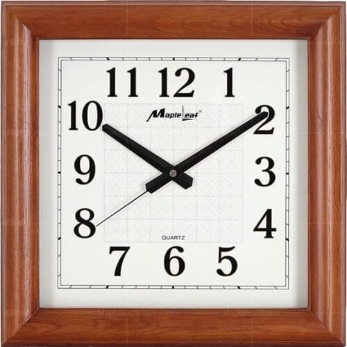 New Square Wooden Wall Clock Modern Home Decoration Living Room Quartz Needle Wooden Wall Watch 14 inch