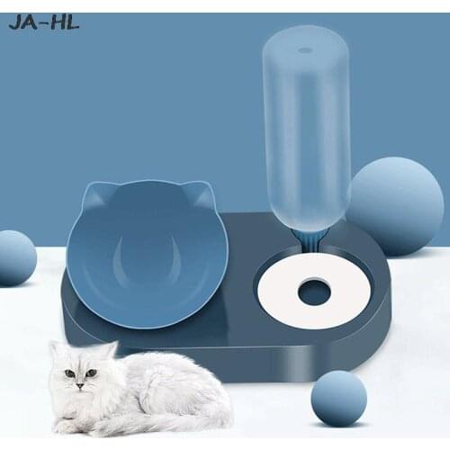 Pet Dog Cat Food Container with Waterer Pet Waterer Feeder Automatic Cat Bowl Water Dispenser Water Storage Food Bowl