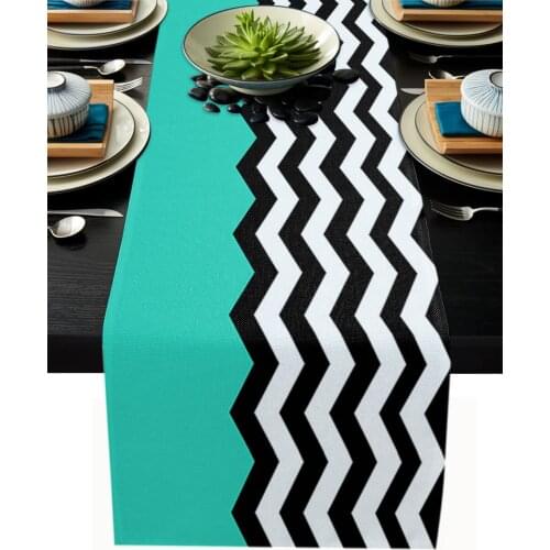 Simple Black Green Ripple Table Runner Modern Wedding Decorations Dinning Table Runners Placemat Christmas Decorations