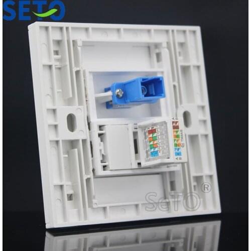 SeTo 86 Type Optical SC + RJ45 Cat5e Network Lan Panel Outlet Wall Plate Socket Keystone Faceplate
