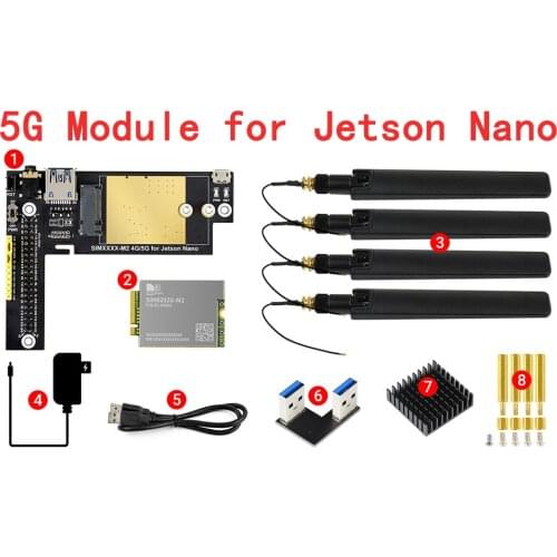 SIM8202G-M2 4G 5G LTE Module HAT + GNSS GPS Antenna Starter Kit for NVIDIA Jetson Nano Developer Kit B01 2GB 4GB
