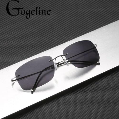 Square Sunglasses Men Rimless Polarized Ultralight Titanium Arms Eyewear Women Brand Designer Polaroid super Light Night Vision
