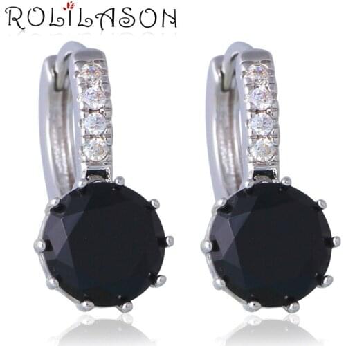 Wedding AAA black Onxy Fashion Jewelry silver color Cubic Zirconia Clip Earrings for Women JEs1031