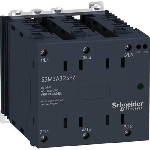 Three-phase Modular Solid State 25A Output Voltage 48-660VAC, Control Voltage 4-32VDC SSM3A325BD