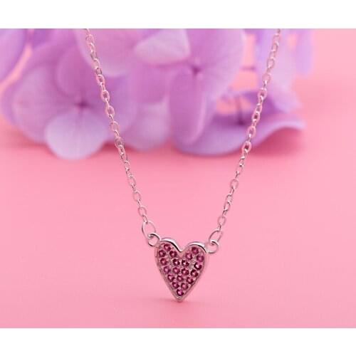 Japanese and Korean jewelry peach heart necklace womens S925 Sterling Silver heart-shaped pendant for a friends gift