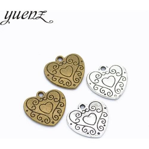 YuenZ 10pcs metal hearts charms for jewelry making 16*15mm A63