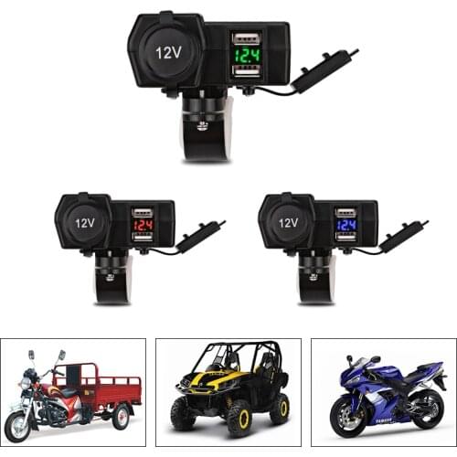 Motor Motorcycle Dual USB Charger Waterproof Motorbike USB Motorcycle Charger Voltmeter Socket Mobile phone Charger for iphone