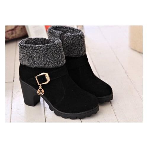 2018Drop Shipping High Heels Shoes Woman Round ToeBoots Thick Heel Platform Women Shoes Ankle Boots