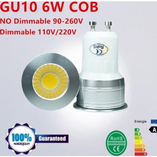 10PCS MINI NEW led GU10 COB dimmable cold white Warm White 6W LED GU10 lamp light replace the Halogen lamp