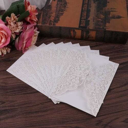 10Pcs Wedding Invitation Cards Kit with Envelopes Seals Personalized Printing QXNB