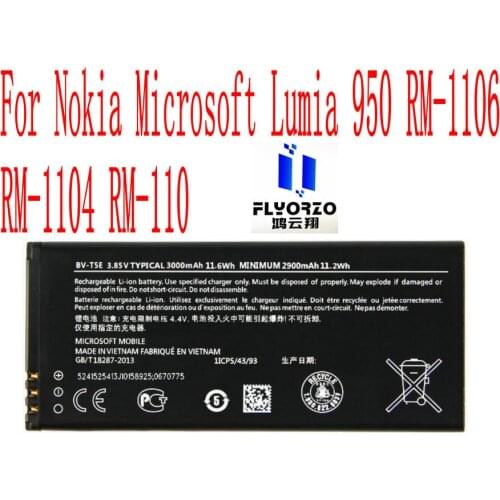 100% Brand new High Quality 3000mAh BV-T5E Battery For Nokia Microsoft Lumia 950 RM-1106 RM-1104 RM-110 Mobile Phone