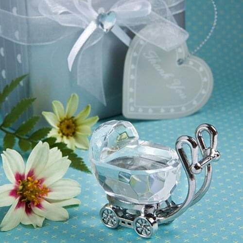 12pcs/lot Personalizd Baby Shower Gifts for Girl Boy Crystal Baby Carriage Christening Favors Kids Birthday Party Gifts