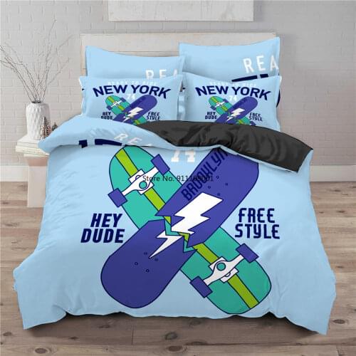 Player Skateboard 3d Bedding Set Boys Kids Teenagers Single Queen King New York Quilt Duvet Cover Sets with Pillowcase 2/3pcs