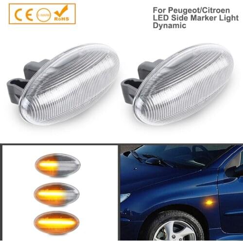 2Pcs No Error For Peugeot 107 1007 108 206 301 307 407 4007 607 LED Side Marker Lights Car Accessories Canbus Turn Signal Lamps