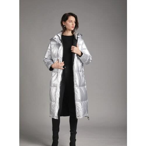 2020New Fashion Down Jacket Womens Long Silver Grey European And American Down Jacket womens jacket