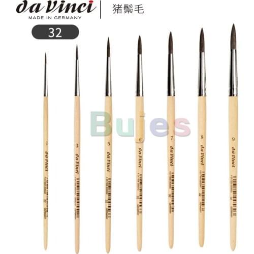 Da Vinci Student Series 32 Watercolor Brush, Round Mixed Fine Hair with Plainwood Handle, Size 0-12, for Beginners and Students