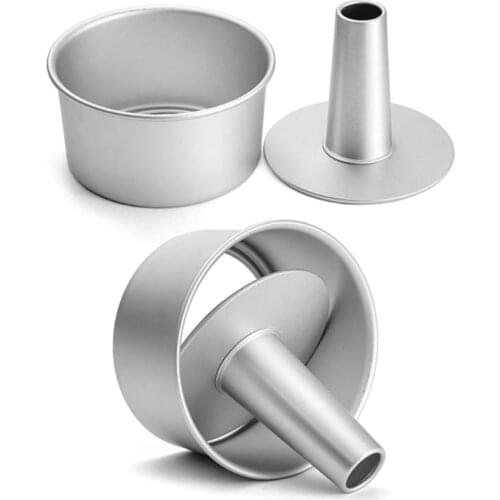 5/7/8/10Inch Aluminum Alloy Round Chiffon Cake Pan Removable Bottom Hollow Chimney Cake Mold DIY Baking Cake Tools U1JE