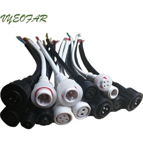 5 pairs 2 Core 3 core 4 core 2 3 4 pin Waterproof Power Cord Led Strip Wire Connector,20cm;IP65 waterproof Pigtail Connector