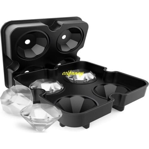 50pcs/lot Diamond 3D Ice Cube Mold Maker Bar Party Silicone Tray Chocolate Mold Candy Mould Whiskey Wine Ice Cream Tool