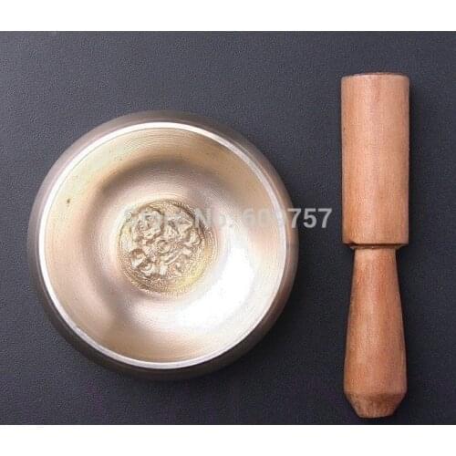 FREE SHIPPING Tibetan Buddhist HAKRA HEALING HAMMERED SINGING BOWL 3.7 inch SOUND vintage Diameter inch gift art copper bronze