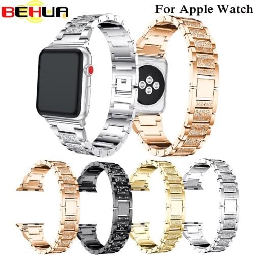 Link bracelet strap For Apple watch band 4/3/2/1 38mm 44mm band 42mm 40mm Luminescence Handmade Women man Watch Band clock wrist