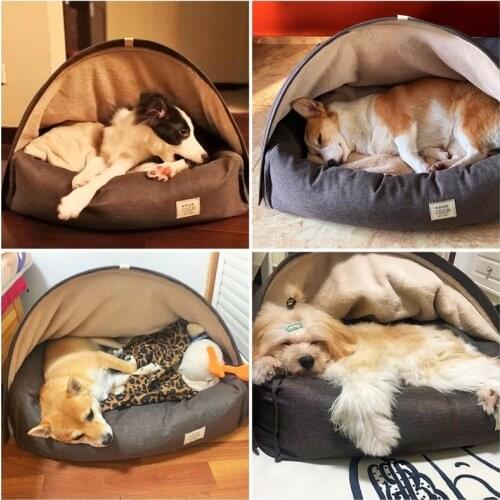 Kennel Winter Warm Teddy Tent Enclosed Dog Supplies Winter Dog Bed Corgi Pet Sleeping Bag Removable and Washable CatS DogS House