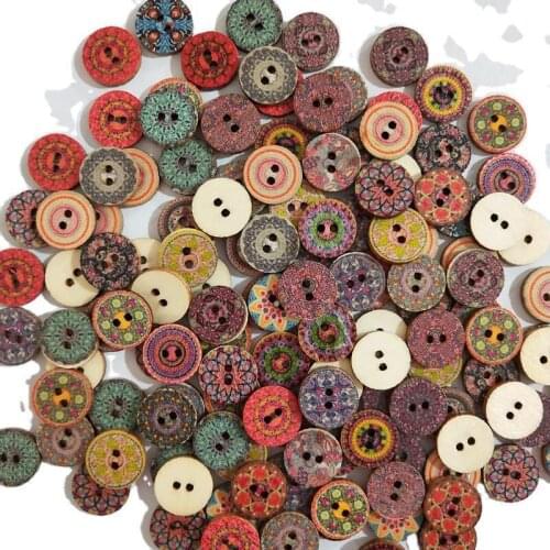15-25mm 50pcs Retro Wooden Buttons 2 Holes for Handwork Sewing Scrapbook Clothing Button DIY Crafts Accessories Gift Card Decor