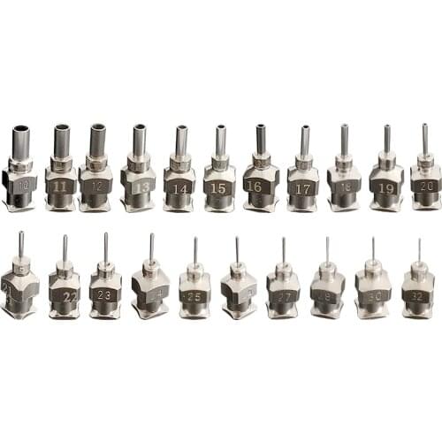 5pcs 10G to 27G 1/4" 1/4 Inch All Metal Needle Blunt Tip Stainless Steel Syringe Dispenser Needles Flat End