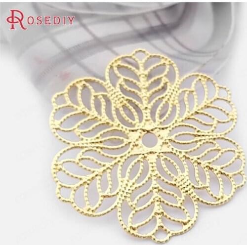 E161)40 pieces 30mm Not plated color Brass Flower Decorative Spacer Diy Jewelry Findings Accessories Wholesale