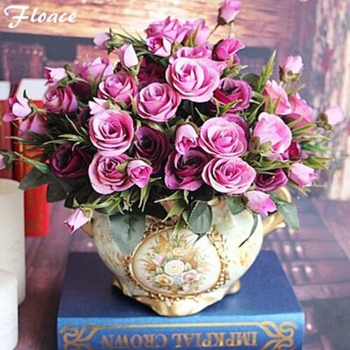 Floace 5pcs/lot,rose fashion quality artificial flowers silk flower dining table decoration flower