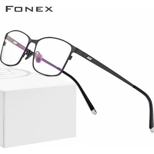 FONEX Pure Titanium Men Eyeglasses Frame New Square Myopia Optical Glasses Full Rim Male Prescription Eyewear 8505