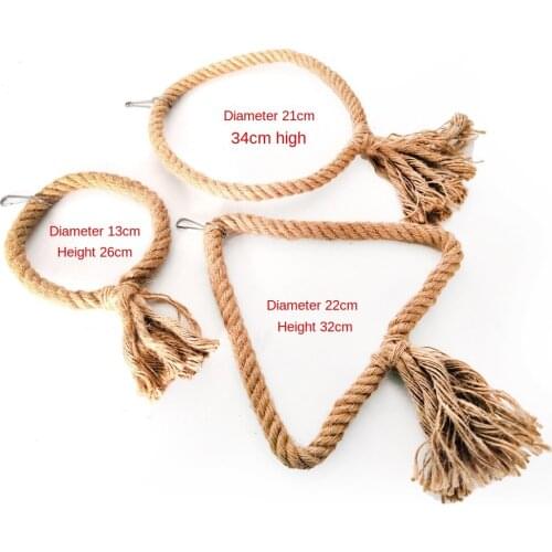 LHXMAS PET TOYS Parrot bite toy Triangle Round hemp rope cotton string swing Bite Climbing Parrot rings Bird Cage toy bird