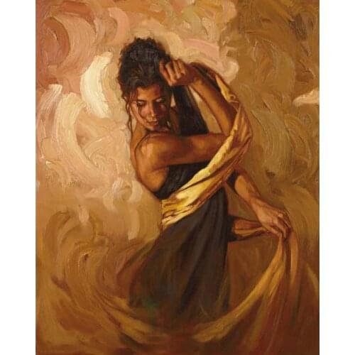 Canvas painting of beautiful woman Handmade oil modern figurative Golden Seduction art for bedroom decor