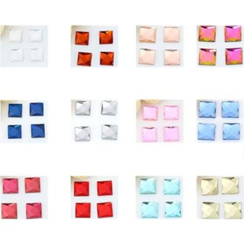 6mm 8mm 10mm 12mm Square Shape Sewing Flatback Rhinestones Hotfix Glue On Strass Crystal Stones For Craft Clothes Decoration