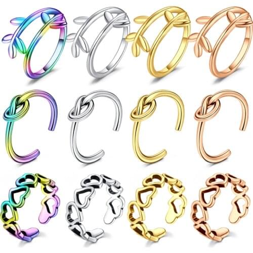 Open Toe Rings Summer Beach Vacation Knuckle Foot Ring Set for Women Girls Finger Heart Ring Adjustable Jewellery