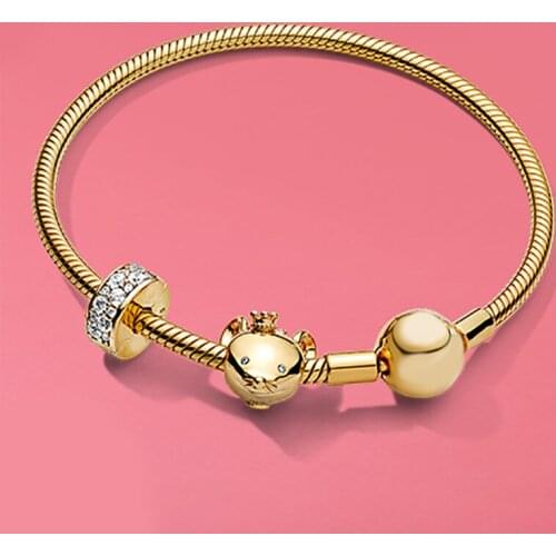 100% S925 Year Spring Festival limited edition DIY Golden lovely blessing luckyM spring Pandora bracelet female