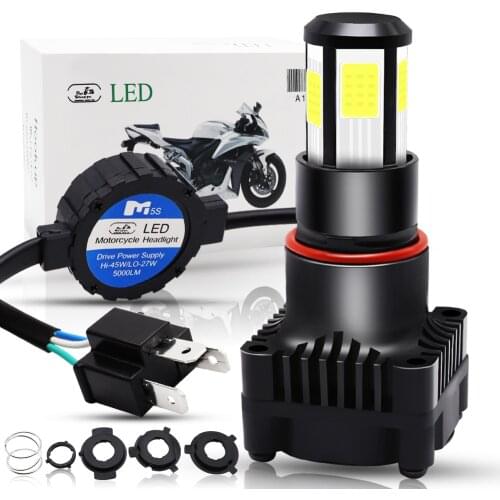 Motorcycle H4 LED Headlight Bulb Hi-Lo Beam 25W 5000LM COB Chip Motorbike Scooter Moto Universal Front Headlamp Driving Light