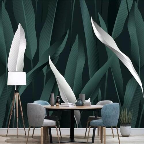 Milofi custom large 3D wallpaper mural tropical plant leaves modern minimalist living room wall decoration wallpaper mural