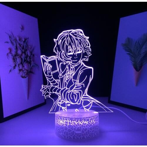 Man With Book In Hand And His Face Sideways 3D LED Lamp Animation Peripherals White Cracked Base Night Light for Home Decor