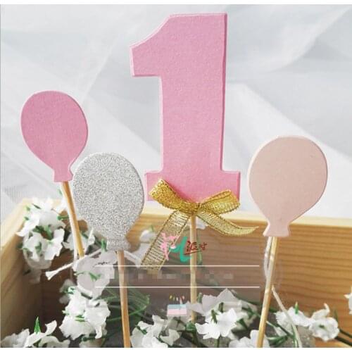 Number One Babyshower Gold Pink Glitter Numbers Personalized Cake Topper Kit Wedding Birthday Cupcake Party Decorations