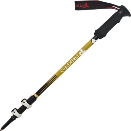 Outdoor Aluminum Alloy 4-section Folding Telescopic Cane Mountaineering Trekking Rock Climbing Hiking Accessories