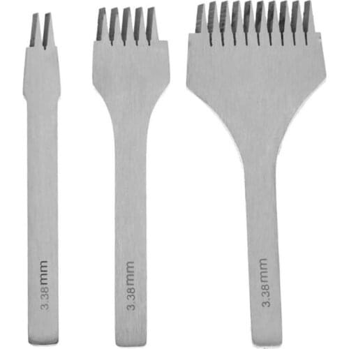 New 3.38Mm White Steel Flat Chisel Leather Craft Tools Hole Punch Kit Diy Tool 2 Prong/5 Prong/10 Prong