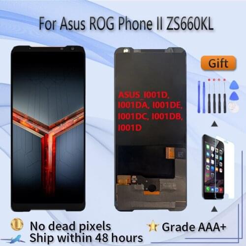 For Asus OEM ROG Phone II Phone2 ZS660KL LCD screen assembly case touch glass,I001D LCD Display original Black