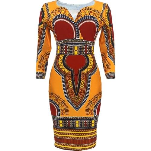 Plus Size 3xl African Dresses for Women Dashiki Print Tribal Ethnic Fashion V-neck Ladies Clothes Casual Sexy Dress Robe Party