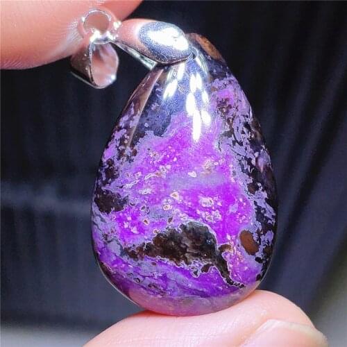 Genuine Natural Purple Sugilite Pendant Water Drop 26x18x8mm From South Africa For Women Men Reiki Stone Fashion Necklace AAAAA