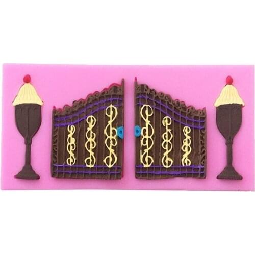 Retro Door and light Candle Fondant lace Cake Decorating Tools 3D Silicone Chocolate Mold baking Paste Mould T0721