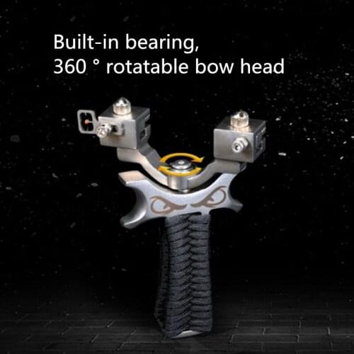 360 Degree Rotation Flat Rubber Band Slingshot Outdoor Strong Competitive High Precision Stainless Steel Hunting Slingshot