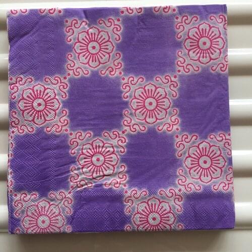 Decoupage napkins paper purple tissue print white flower wedding elegant servilletas happy birthday party dinner decor 40cm