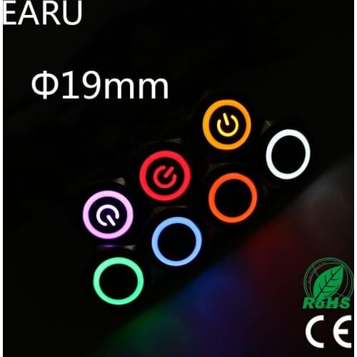 19mm LED Light Waterproof Metal Push Button Switch Momentary Latching Fixation Doorbell Car Auto Engine Start PC Power 12V 24V